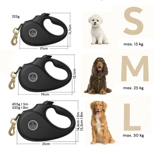 Automatik-Rollleine mit Premium-Sicherheitskarabiner - robust, stilvoll & zuverlässig (schwarz)